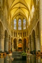 BRUSSELS, BELGIUM, AUGUST 4, 2018: Interior of the cathedral of Saint Michael and Gudula in Brussels, Belgium Royalty Free Stock Photo