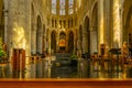 BRUSSELS, BELGIUM, AUGUST 4, 2018: Interior of the cathedral of Saint Michael and Gudula in Brussels, Belgium Royalty Free Stock Photo