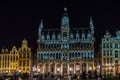 Night view of the beautiful Grand Place, the central square of Brussels, Royalty Free Stock Photo