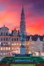 Brussels, Belgium Park and Cityscape at Dusk Royalty Free Stock Photo