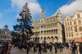 BRUSSELS, BELGIUM - DECEMBER 17, 2018: Christmas tree at the Grand Place (Grote Markt) in Brussels, capital of Belgi Royalty Free Stock Photo