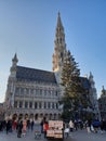 Brussels, Belgium - December 12, 2019: Panorama of The Grand Place in Brussels in a beautiful winter day, Bruxelles Royalty Free Stock Photo