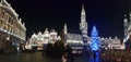 Brussels, Belgium - December 12, 2019: Panorama of The Grand Place in Brussels in a beautiful winter day, Bruxelles Royalty Free Stock Photo