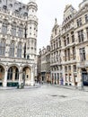 Brussels, Belgium, 29 december, 2020, small group of people entering the empty main square the Grand-place of Brussels