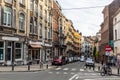 BRUSSELS, BELGIUM - DECEMBER 18, 2018: View of a street in Brussels, capital of Belgi