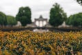 Brussels, Belgium. Famous triumphal arch - entrance to the Cinquantenaire park or Jubelpark. Blurred background Royalty Free Stock Photo