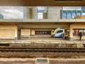 Brussels, Belgium - February 2019: The train is waiting at the platform for passengers Inside the Brussels-North Train Station.