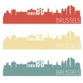 Brussels Belgium Flat Icon Skyline Vector Silhouette Design Set Logos. Royalty Free Stock Photo