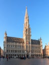 Brussels, Belgium - 21.01.2019: Grand Place Grote Markt with Town Hall Hotel de Ville and Maison du Roi King`s House or Royalty Free Stock Photo