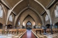 Brussels, Belgium - Interior of the Catholic church of the sacred heart with modern symmetric architecture Royalty Free Stock Photo