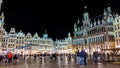 Night shot of illuminated facades on the Grand Place or Square also used in English or Grote Markt or Grand Market that is the