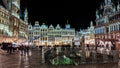 Night shot of illuminated facades on the Grand Place or Square also used in English or Grote Markt or Grand Market that is the