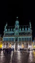 Night shot of illuminated facades on the Grand Place or Square also used in English or Grote Markt or Grand Market that is the