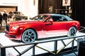 Red Rolls-Royce Dawn, Brussels Motor Show, British handmade 4 seat luxury convertible manufactured by Rolls-Royce Motor Royalty Free Stock Photo