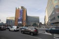 Front of the European Council with the logo of the Portuguese rotating presidency Royalty Free Stock Photo