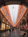 BRUSSELS, BELGIUM, JANUARY 23, 2020: People at St. Hubert Galleries. The Saint-Hubert Royal Galleries are shopping Royalty Free Stock Photo