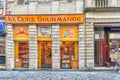 BRUSSELS, BELGIUM - JULY 07, 2016 : Chocolate shop and city view