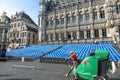 Morning cleaning to the Grand Place in Brussels