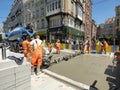 Brussels, Belgium - July 10th 2018: Road rehabilitation works on Chausse d`Ixelles in Ixelles, Brussels. Royalty Free Stock Photo