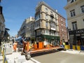 Brussels, Belgium - July 10th 2018: Road rehabilitation works on Chausse d`Ixelles in Ixelles, Brussels.