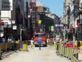 Brussels, Belgium - July 10th 2018: Road rehabilitation works on Chausse d`Ixelles in Ixelles, Brussels. Royalty Free Stock Photo