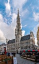 BRUSSELS, BELGIUM - Jun 15, 2019: The Grand Place in Brussels with a panoramic view of the Town hall Royalty Free Stock Photo