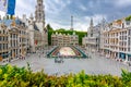 Brussels, Belgium - June 2019: Brussels Grand Place with flower carpet in mini Europe park