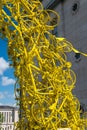 Close-up of Arch of yellow bikes - for Tour de France