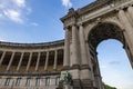 Brussels, Belgium, 23 june 2023. Details of the triumphal arch in the Parc du Cinquantenaire with the Arch built for Royalty Free Stock Photo