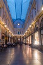 Interior view of Royal galleries of Brussels Saint-Hubert at night Royalty Free Stock Photo