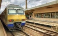 Brussels, Belgium - June 2019: Trains arriving at the platform for passengers Inside the Brussels-North Train Station.