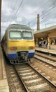 Brussels, Belgium - June 2019: Trains arriving at the platform for passengers Inside the Brussels-North Train Station.