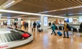 Brussels, Belgium, March 2019 Brussels airport, baggage pickup point in arrival area Royalty Free Stock Photo