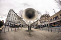 BRUSSELS, BELGIUM - MARCH 30, 2018: Giant megaphone `Pasionaria` created by Emilio Lopez-Menchero and dedicated to all migrants. I