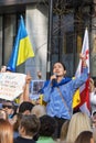 BRUSSELS, BELGIUM - March, 24th, 2022. War in Ukraine: hundreds of supporters of Ukraine gathered in Brussels during NATO summit Royalty Free Stock Photo