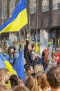 BRUSSELS, BELGIUM - March, 24th, 2022. War in Ukraine: hundreds of supporters of Ukraine gathered in Brussels during NATO summit Royalty Free Stock Photo