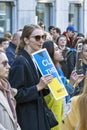 BRUSSELS, BELGIUM - March, 24th, 2022. War in Ukraine: hundreds of supporters of Ukraine gathered in Brussels during NATO summit Royalty Free Stock Photo