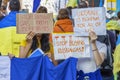 BRUSSELS, BELGIUM - March, 24th, 2022. War in Ukraine: hundreds of supporters of Ukraine gathered in Brussels during NATO summit Royalty Free Stock Photo