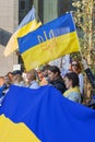 BRUSSELS, BELGIUM - March, 24th, 2022. War in Ukraine: hundreds of supporters of Ukraine gathered in Brussels during NATO summit Royalty Free Stock Photo