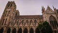 Brussels, Belgium - May 12, 2018: The Cathedral Of St. Michael And St. Gudul Is A Medieval Roman Catholic Church