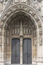 Facade of medieval Church of Our Blessed Lady of the Sablon, Brussels, Belgium Royalty Free Stock Photo