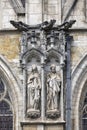 Facade of medieval Church of Our Blessed Lady of the Sablon, Brussels, Belgium Royalty Free Stock Photo