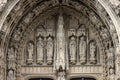 Facade of medieval Church of Our Blessed Lady of the Sablon, Brussels, Belgium Royalty Free Stock Photo