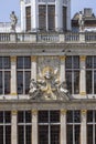 Facade of medieval tenement House of the Corporation of Bakers, The King of Spain in Grand Place, Brussels, Belgium Royalty Free Stock Photo
