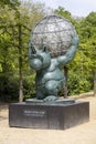 One of the sculpture of the famous comic book character of a big cat, Le Chat in Royal Park, Brussels, Belgium