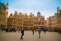 Brussels, Belgium, May, 31, 2018: Outdoor view of unidentified people walking in the square and taking pictures of the Royalty Free Stock Photo