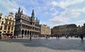 Brussels, Belgium - May 13, 2015: Tourists visiting famous Grand Place of Brussels Royalty Free Stock Photo