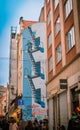 Brussels, Belgium, May, 31, 2018: Wall painting of Tintin and Captain Haddock in its country of creation