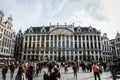 Brussels / Belgium - October 2019: Crowded Grand Place or Grote Markt full of tourists. Main square in Brussels - a popular