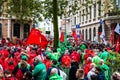 Brussels, Belgium, Protestation march of the unions for the right to protest